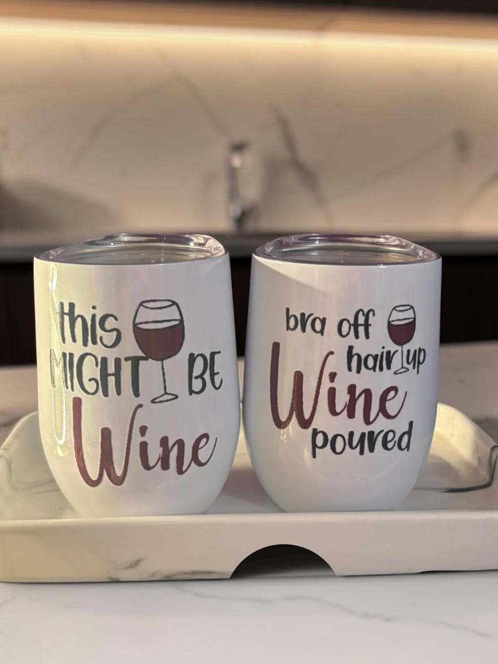 Set of 2 “Clock out wine tumblers “ brand new